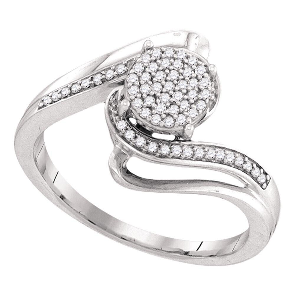 0.20cttw Diamond Cluster Bridal Wedding Engagement Ring Sterling Silver